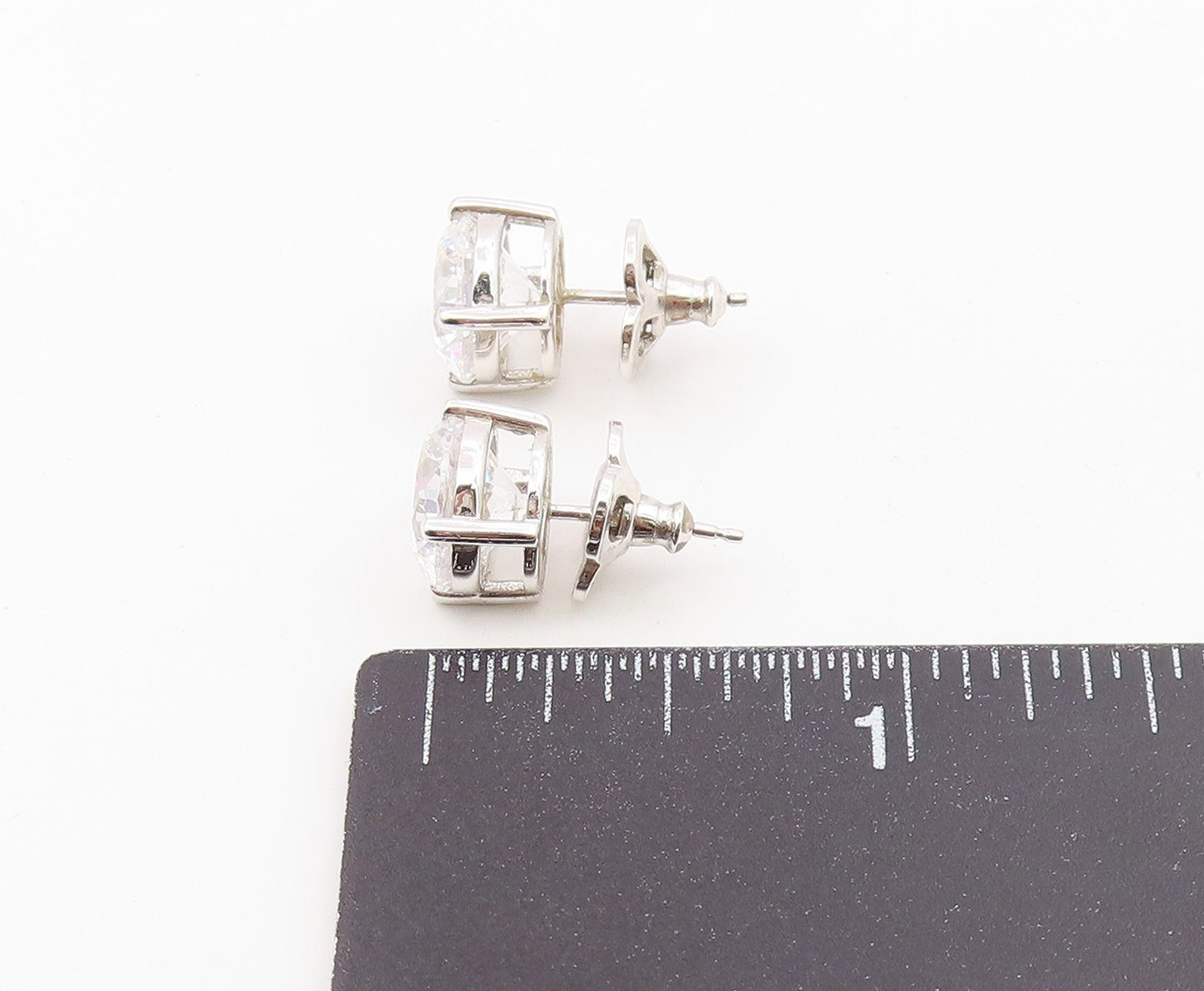 925 Sterling Silver Vintage Earrings LAFONN Elegant Round Cut CZ Stud  EG14489