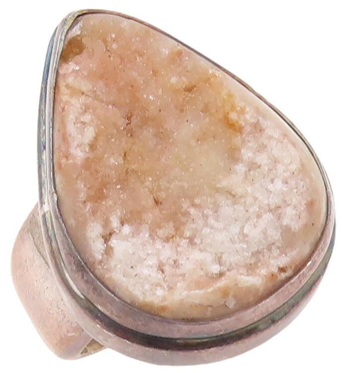 925 Sterling Silver Vintage Ring Drop Cut Drusy Quartz  Sz 8.5  RG30063