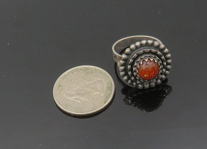 925 Sterling Silver  Vintage Carnelian Modernist Cocktail Ring Sz 7.5  RG20648