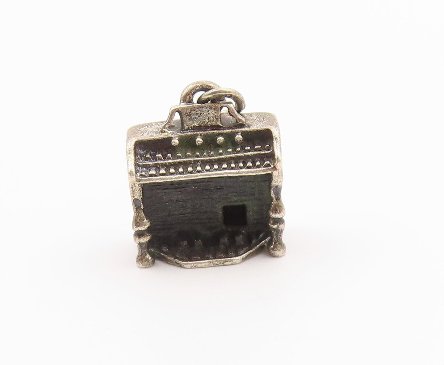 925 Sterling Silver  Vintage Oxidized Petite Wall Piano Pendant  PT16407