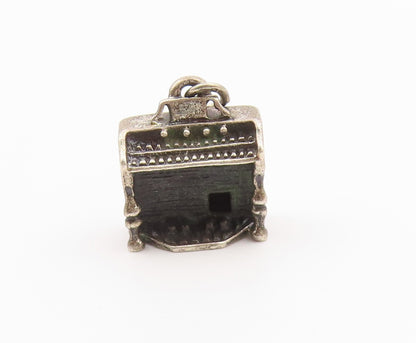 925 Sterling Silver  Vintage Oxidized Petite Wall Piano Pendant  PT16407