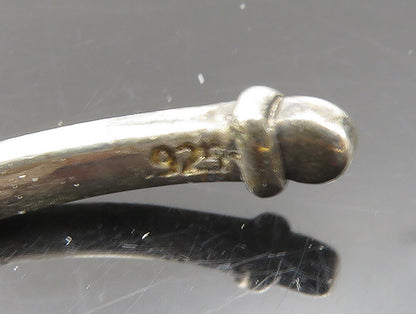 925 Sterling Silver  Vintage Genuine Diamonds Promise Cuff Bracelet  BT9436