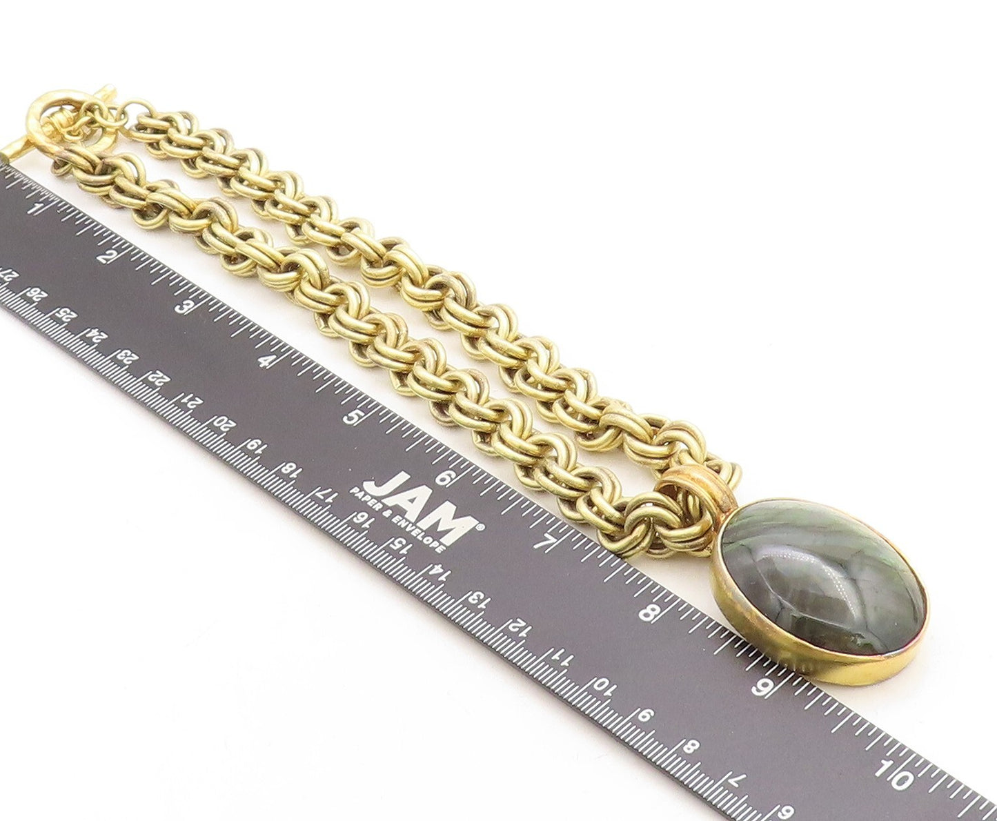 925 Sterling Silver Vintage Gemstone DESIGNER Chunky Link Chain Necklace  NE1512