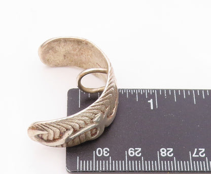 SOUTHWESTERN 925 Silver Vintage Curved Swirl Pattern Ribbed Pendant PT19770