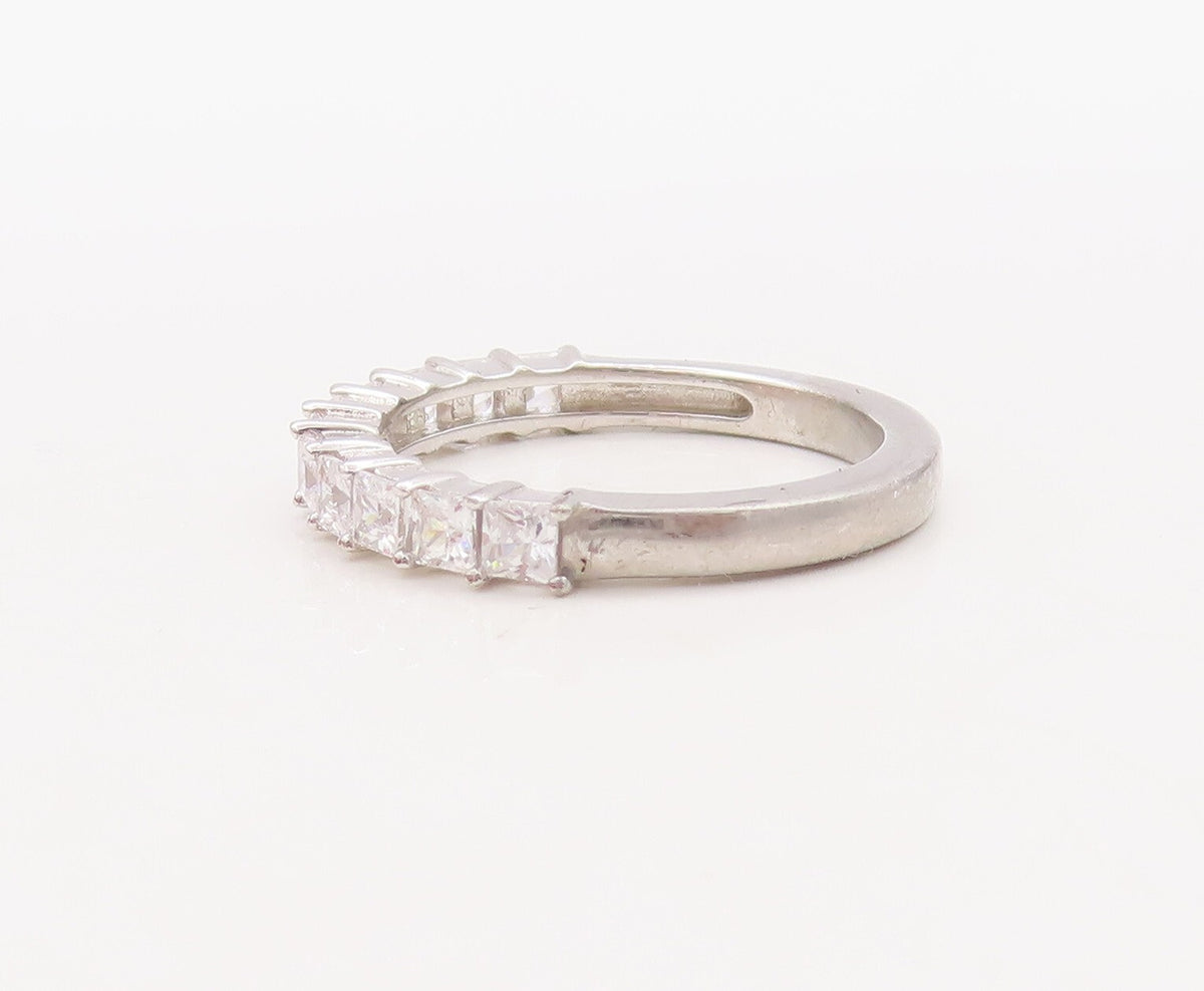 925 Sterling Silver Vintage Ring Stackable Green & White Topaz  Sz 7  RG29786