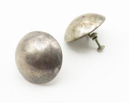 FSS MEXICO 925 Sterling Silver Vintage Round Dome Non Pierce Earrings  EG5661
