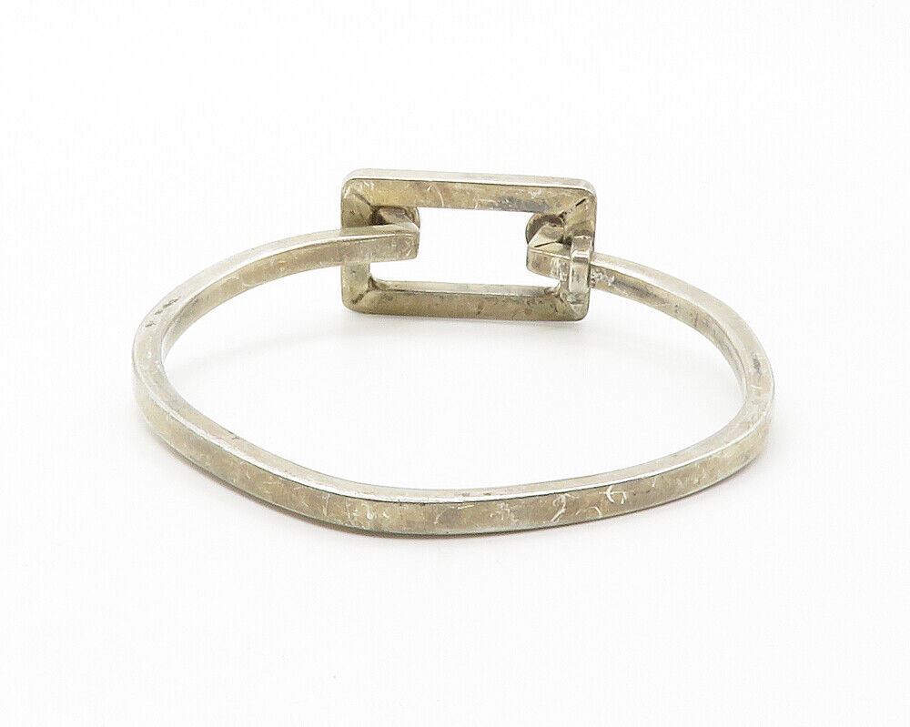 CARSI TAXCO 925 Silver  Vintage Smooth Open Square Hook Bangle Bracelet  BT5622