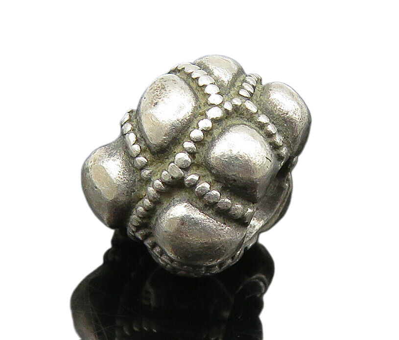 PANDORA 925 Sterling Silver  Vintage Shiny Pattern Bead Charm Pendant  PT19984