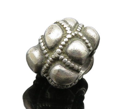 PANDORA 925 Sterling Silver  Vintage Shiny Pattern Bead Charm Pendant  PT19984