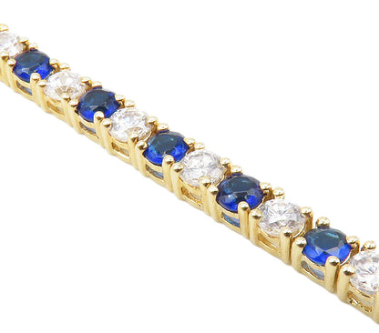 ROSS SIMON 925 Silver  Cubic Zirconia & Blue Topaz Chain Bracelet  BT5932