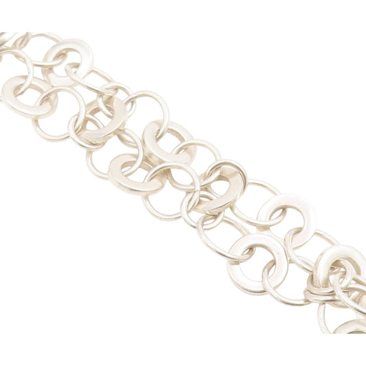 925 Sterling Silver Vintage Bracelet MEXICO Interlocking Circles Link  BT12211