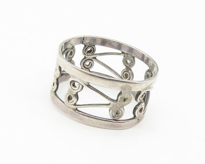 MEXICO 925 Sterling Silver  Vintage Shiny Open Swirl Band Ring Sz 6.5  RG14748