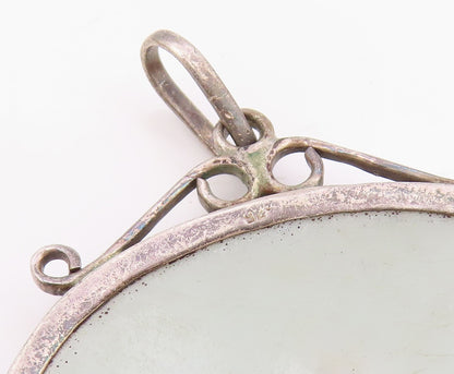 925 Sterling Silver  Vintage Chinese Ceramic Art Dark Tone Pendant  PT13380