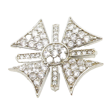 925 Sterling Silver  Vintage Cubic Zirconia Encrusted Cross Pendant  PT14290