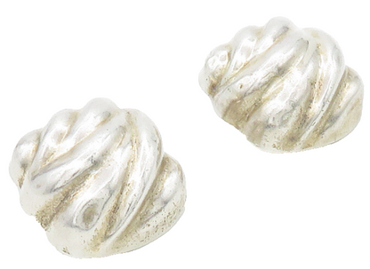 TIFFANY & CO. 925 Silver  Vintage Shiny Hollow Dome Drop Earrings  EG8163