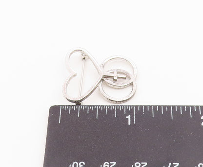 DIEGES & CLUST 925 Silver  Vintage Heart Circles & Cross Brooch Pin  BP9976