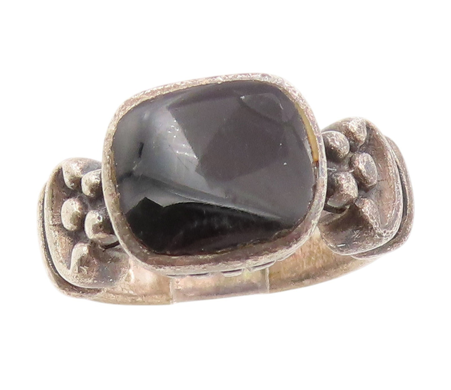 925 Sterling Silver Vintage Ring Black Onyx Wide Statement Band  Sz 5.5  RG33618