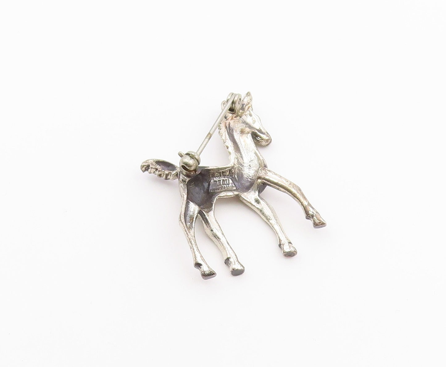 BEAU 925 Sterling Silver Vintage Dainty Horse Motif Animal Brooch Pin BP10014