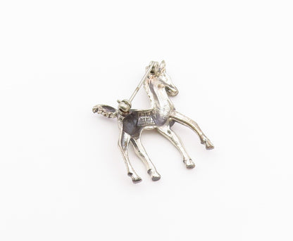 BEAU 925 Sterling Silver Vintage Dainty Horse Motif Animal Brooch Pin BP10014
