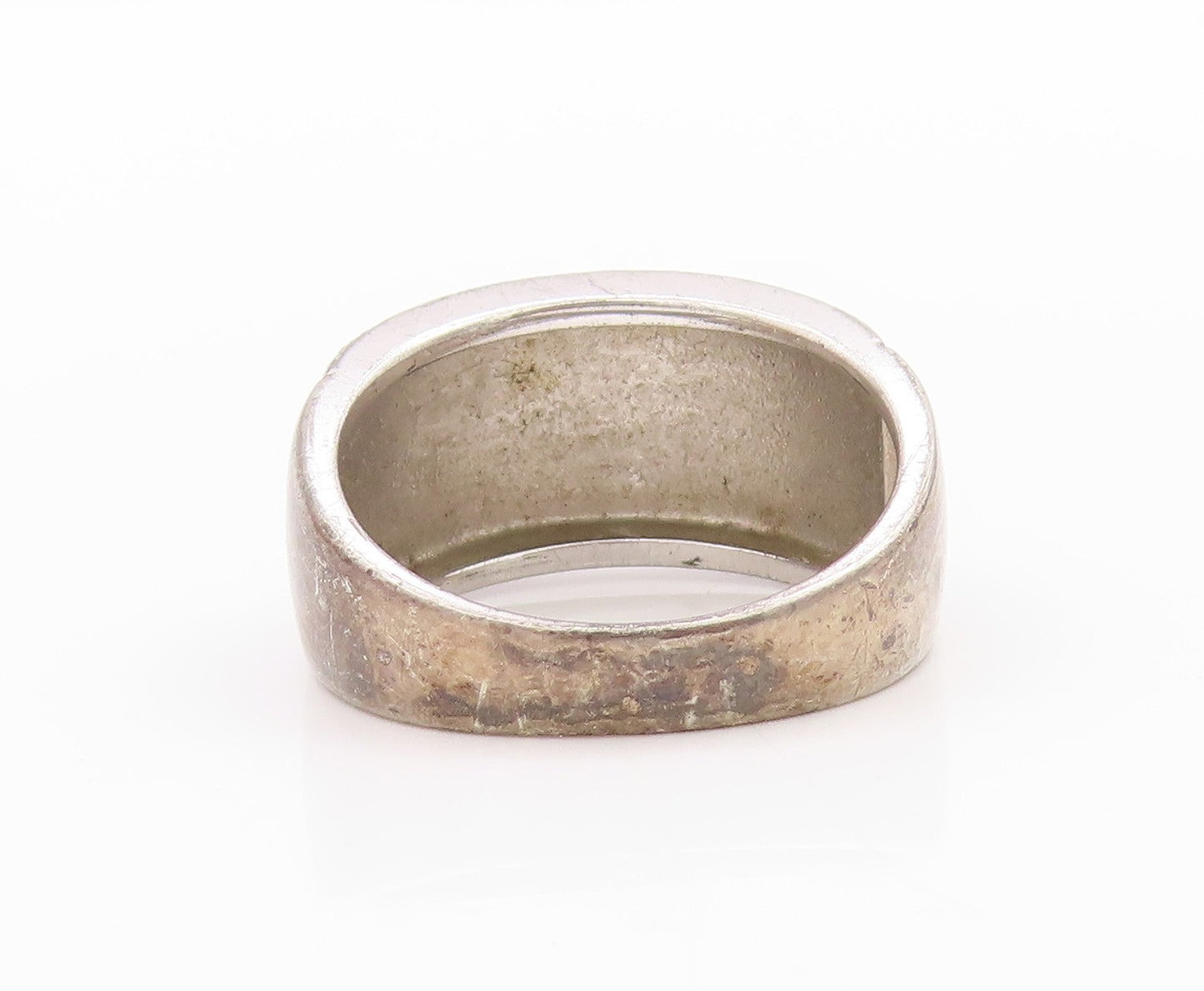 925 Sterling Silver Vintage Ring Minimalist Rough Finish Band  Sz 8  RG33368