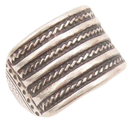 925 Sterling Silver Vintage Ring Solid And Twisted Rope Carved  Sz 7 RG28148