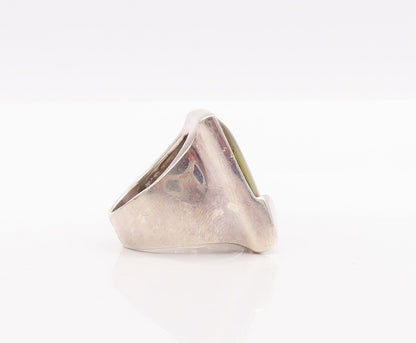 925 Sterling Silver Vintage Ring Minimalist Square Cut Abalone  Sz 7  RG28411