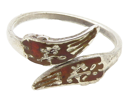 SIAM 925 Sterling Silver  Vintage Enamel Dancers Bypass Ring Sz 5  RG17011