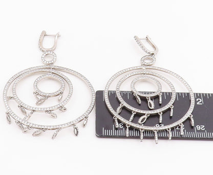 925 Sterling Silver Vintage Earrings CZ Multi Circle Chandelier Drop  EG14229