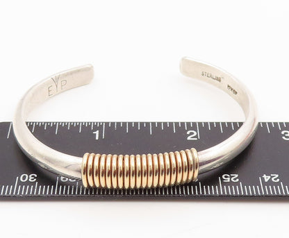 12K Gold & 925 Sterling Silver Vintage Bracelet Classic Wire Wrap Cuff  BT11940