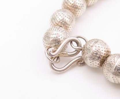 925 Sterling Silver Vintage Necklace Chunky Dotted Spherical Bead Chain  NE4679
