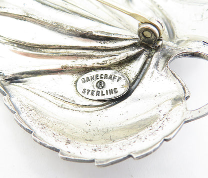 DANECRAFT 925 Sterling Silver  Vintage Antique Single Leaf Brooch Pin  BP1196