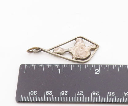 925 Silver  Vintage Modernist Abstract Open Diamond Shaped Pendant  PT20831