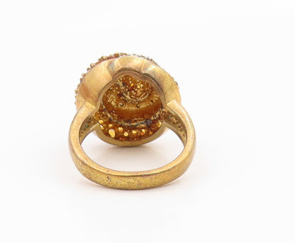 925 Sterling Silver Vintage Ring Gold Plated Citrine Spiral Band  Sz 7  RG36232