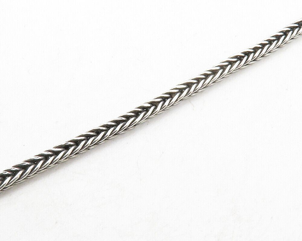 925 Sterling Silver  Vintage Shiny Open Geometric Wheat Chain Necklace  NE2117