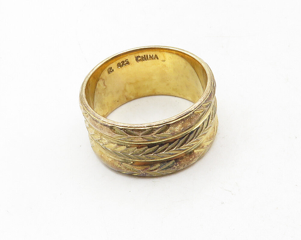 ROSS SIMON 925 Silver  Vintage Etched Arrow Pattern Band Ring Sz 10  RG9895