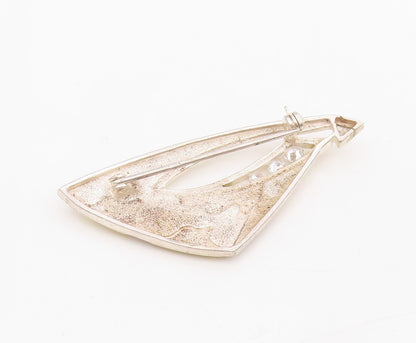 14k Gold & 925 Sterling Silver Vintage Brooch CZ Geometric Abstract Pin  BP12069