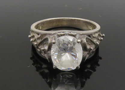 AVON 925 Silver  Vintage Cubic Zirconia Love Heart Band Ring Sz 8  RG22971