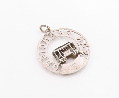 925 Sterling Silver  Vintage San Francisco Cable Car Souvenir Pendant  PT19436