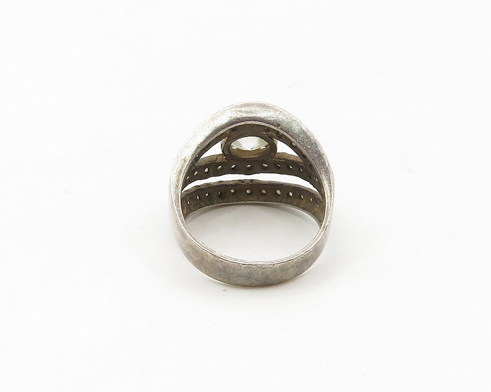 925 Sterling Silver  Vintage Cubic Zirconia Split Band Ring Sz 6  RG17482