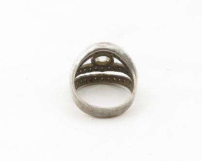 925 Sterling Silver  Vintage Cubic Zirconia Split Band Ring Sz 6  RG17482