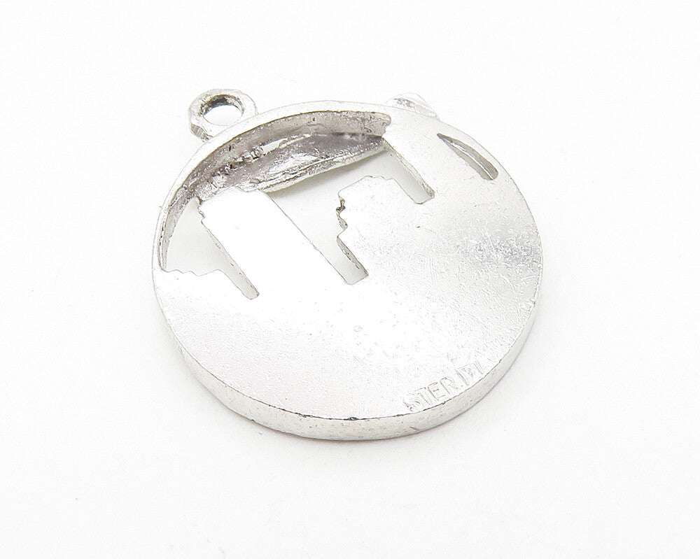 925 Sterling Silver  Vintage Shiny Montreal City Scene Drop Pendant  PT8723