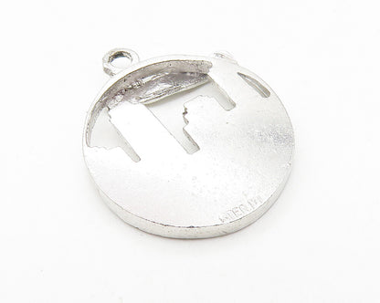 925 Sterling Silver  Vintage Shiny Montreal City Scene Drop Pendant  PT8723