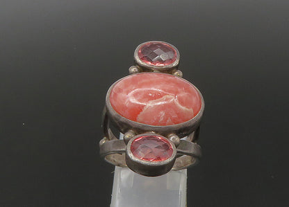 SAJEN 925 Silver Vintage Rhodochrosite & Pink Topaz Band Ring Sz 8 RG22549