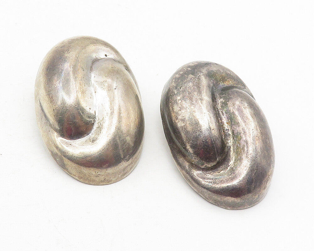 MEXICO 925 Sterling Silver  Vintage Bubble Swirl Non Pierce Earrings  EG6116