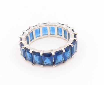 925 Sterling Silver Vintage Ring Elegant Sapphire Eternity Band  Sz 8  RG35195