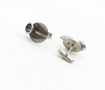 LUSTIG 925 Sterling Silver  Vintage Modernist Oxidized Cufflinks  TR1583
