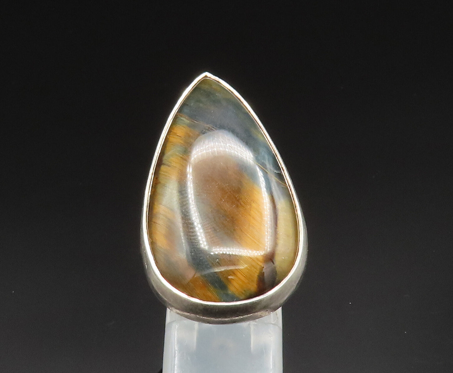 925 Sterling Silver  Vintage Pear Shaped Tiger's Eye Ring Sz 8  RG24938