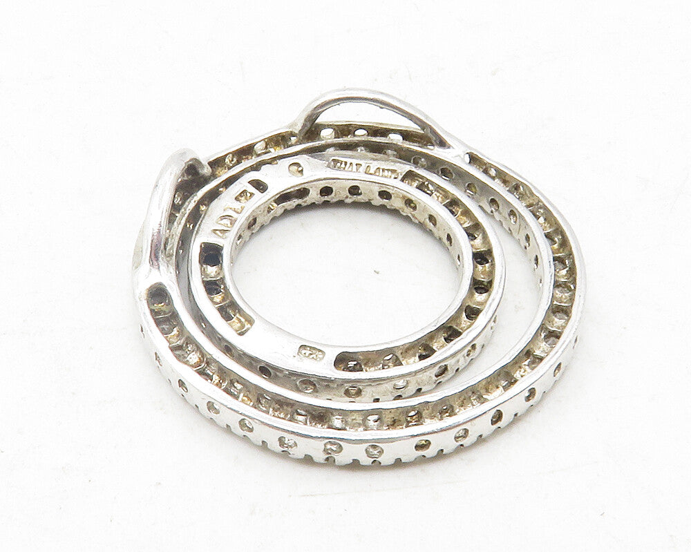 925 Sterling Silver  Cubic Zirconia & Hematite Open Circles Pendant  PT9677