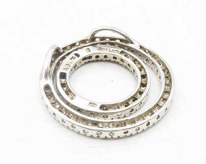 925 Sterling Silver  Cubic Zirconia & Hematite Open Circles Pendant  PT9677