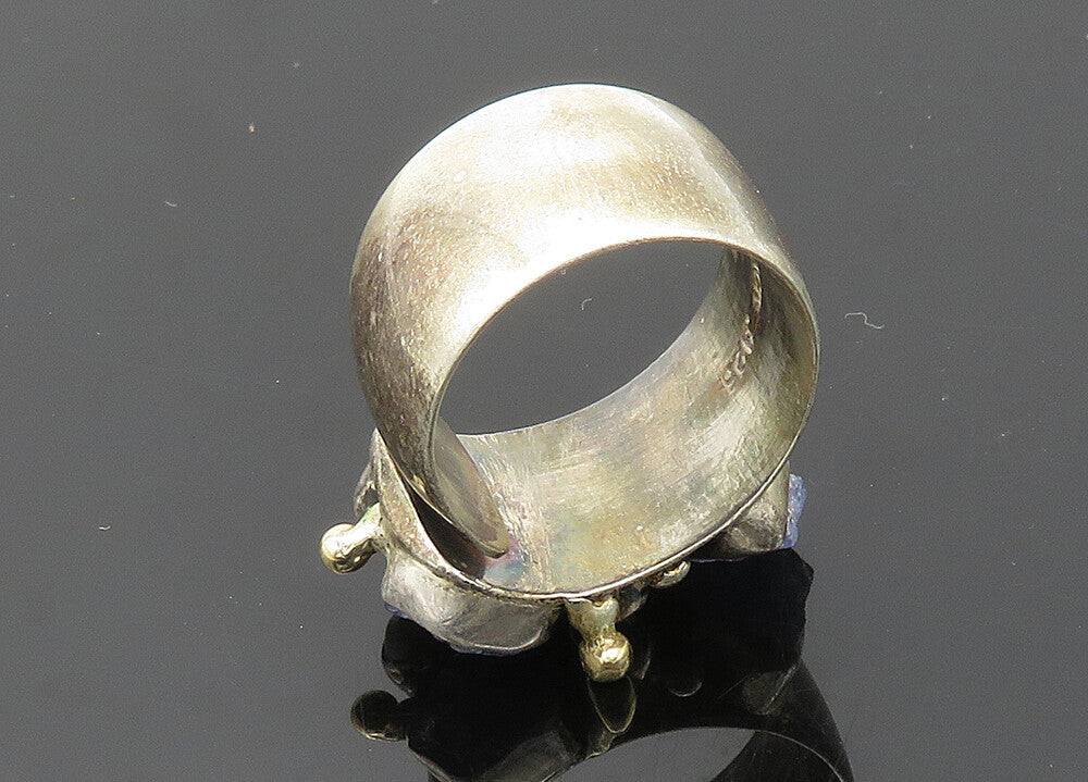 LILLY BARRACK 925 Silver & 14K GOLD  Vintage Tanzanite Band Ring Sz 8  RG20013